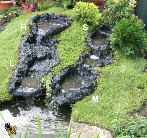 Pond waterfall garden - pond, water
